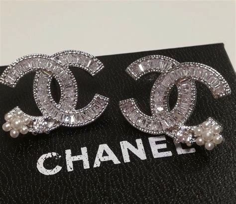 chanel stud earrings macy|authentic Chanel logo stud earrings.